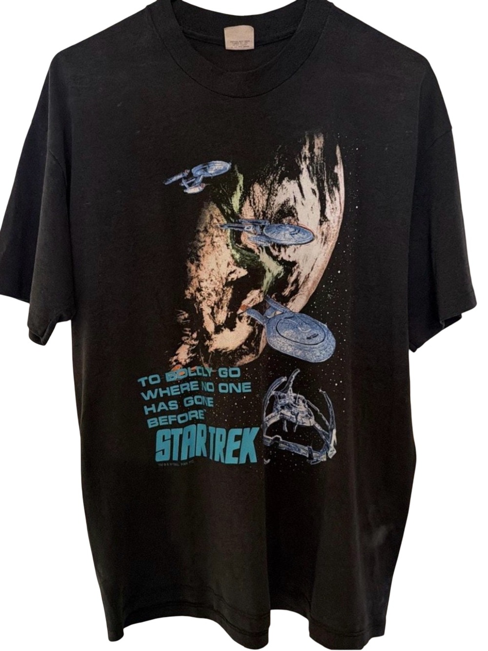 Vintage STAR TREK T Shirt 1993 To Boldly go print single stitch Delta USA Tag XL